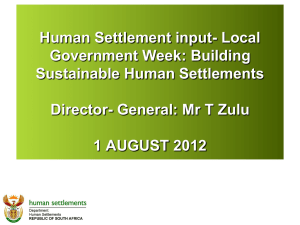 (Human Settlement) NCOP Local Government Week
