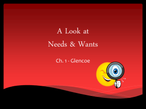 A Look at Needs & Wants