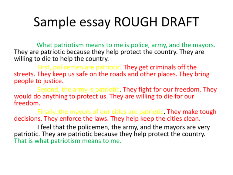 Sample Essay Rough Draft