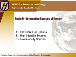 Topic 6 * Alternative Sources of Energy