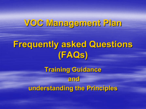 VOC Management Plan Frequently asked Questions