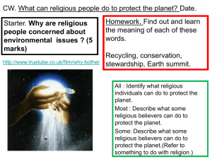 Religion and Planet Earth Lesson 3