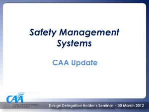 Safety Management Systems CAA Update