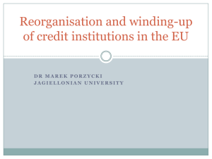 Reorganisation and winding-up of credit institutions in the EU