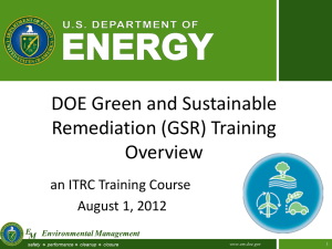 DOE EM GSR Training Introduction: August 1, 2012
