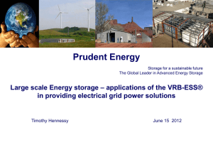 Large scale Energy storage – applications of the VRB-ESS