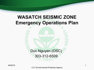 WASATCH SEISMIC ZONE Emergency Operations Plan
