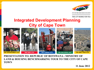 Integrated Development Planning City of Cape Town