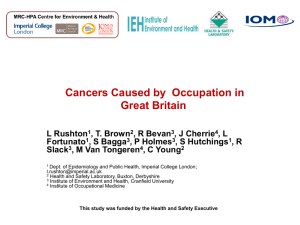 The Number of Cancers Cause by Occupation in Great Britain