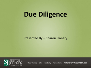 Due Diligence: Part I (pre-lunch)