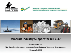 Handouts Chamber of Mines to Standing Committee Bill C-47