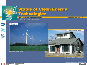 Status of Renewable Energy Technologies