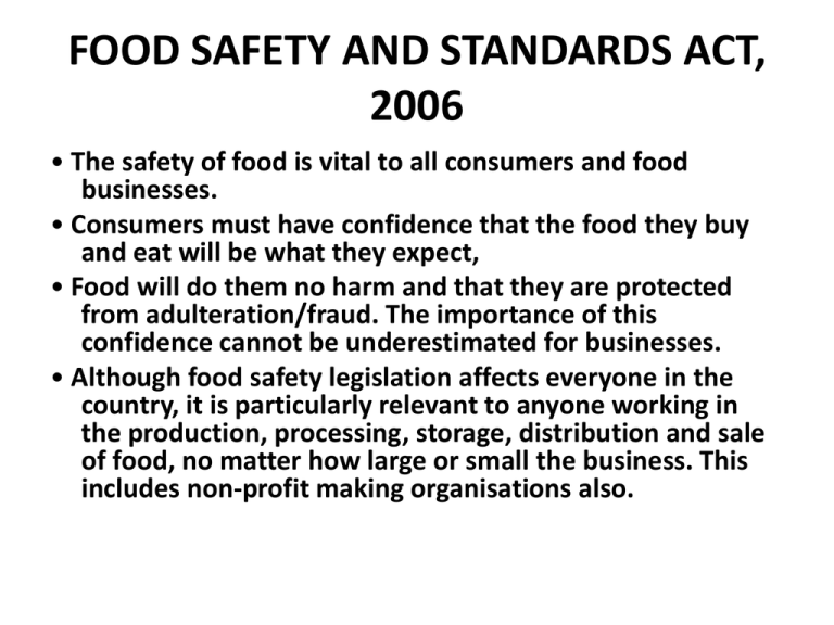 Food Saftey Statndards Act