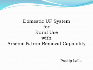 Domestic UF System for Rural Use with Arsenic & Iron Removal