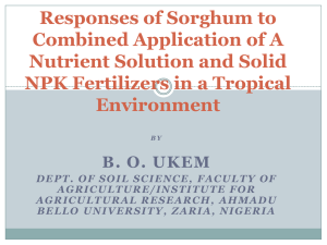 Responses of Sorghum P-Point - Soils Science Society of Nigeria