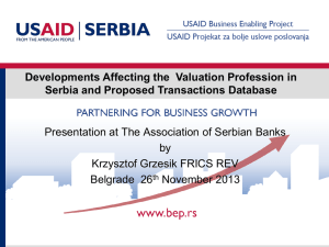Developments Affecting the Valuation Profession in Serbia