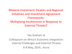 Bilateral Investment Treaties and Regional Initiatives and Investment