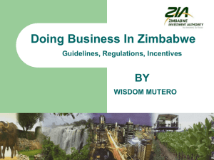 Doing Business In Zimbabwe Guidelines, Regulations, Incentives