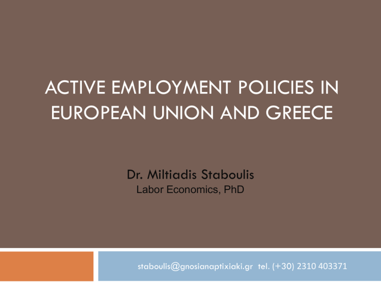 Active Employment Policies In The EU And GR