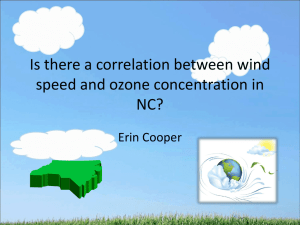 Is there a correlation between wind speed and ozone concentration