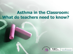 Asthma in the Classroom - Chicopee Public Schools