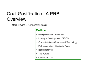 Coal Gasification – A PRB Overview