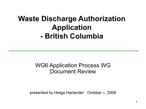 Waste Discharge Authorization Application