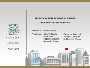 florida distressed real estate - Lowndes, Drosdick, Doster, Kantor