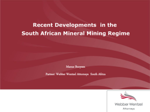 Recent Developments in the South African Mineral