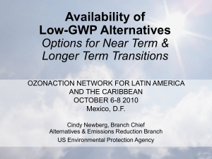 Availability of Low-GWP Alternatives Options for Near Term