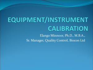 Equipment/Instrument Calibration