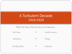 A Turbulent Decade 1919-1929