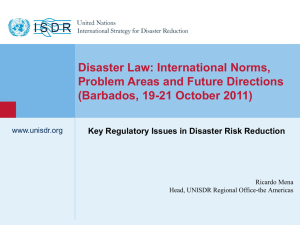 Key regulatory issues in disaster risk reduction