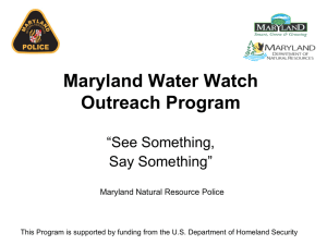 Maryland Water Watch Outreach Program “See Something, Say