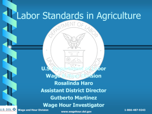 U.S. Department of Labor Wage & Hour Division Agriculture