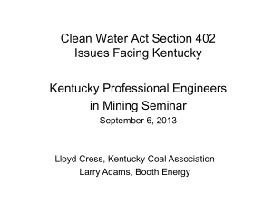 Cress/Adams - Kentucky Professional Engineers in Mining Seminar