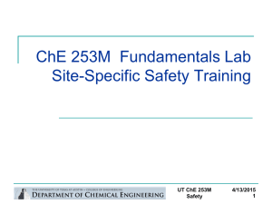 ChE253M Lecture — Site Specific Safety