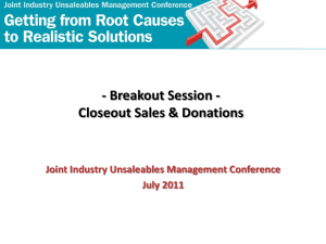 Closeout Sales & Donations - Grocery Manufacturers Association