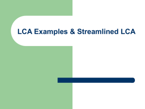 LCA Examples & Streamlined LCA