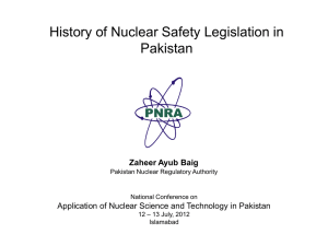 Nuclear Legislation in Pakistan