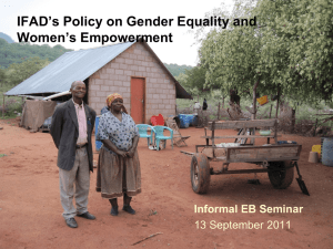 IFAD`s Policy on Gender Equality and Women`s Empowerment