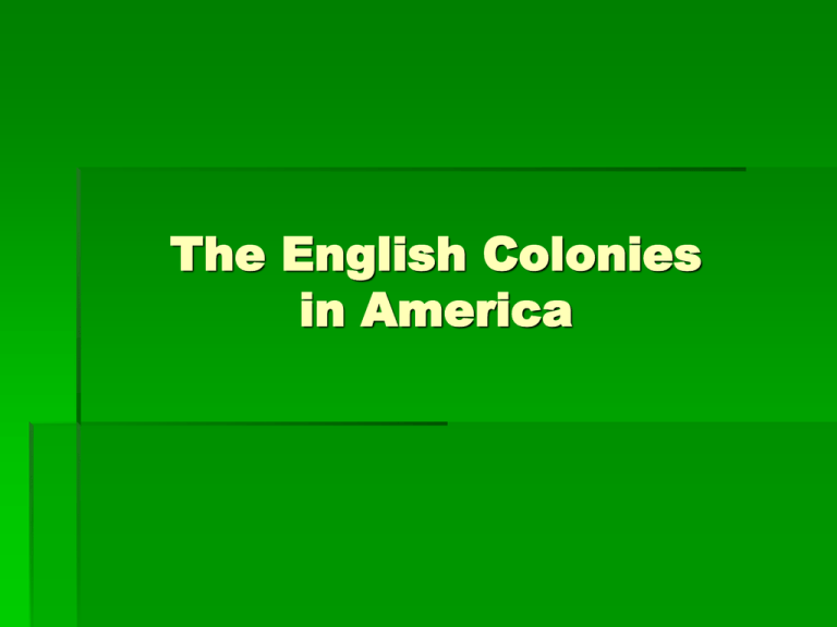 Life in the Colonies Owen County Schools