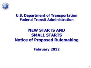 FTA New Starts Program - Federal Transit Administration