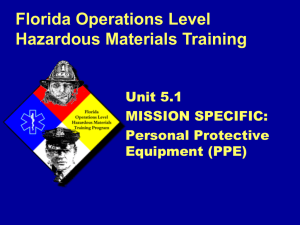 Unit 5.1: Mission Specific PPE
