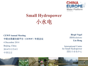 Small Hydropower WITHIN Water and Energy Security 水和能源安全