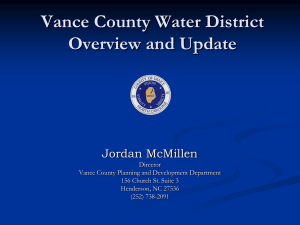 Vance County Water District Overview and Update