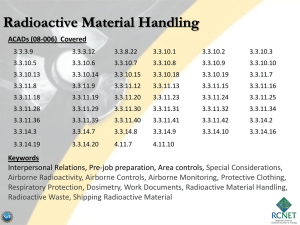 Radioactive Material Handling & Interpersonal Skills