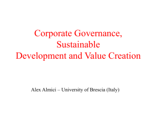 Corporate Governance, Sustainable Development and Value Creation