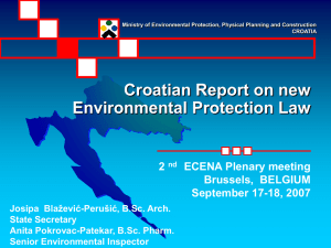 Croatian Report on a key Achivements in Environmental