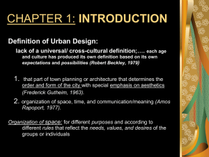 INTRODUCTION Definition: Urban design: combination of tailored